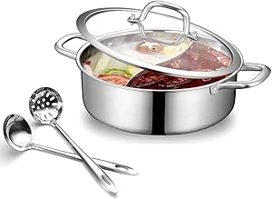 Shabu Shabu Hot Pot. 304 Premium Stainless Steel Hot Plate Cookware Set Ramen Cooker, Hot Pot Soup Base Korean BBQ Multi Cooker Stainless Steel Pot Set
