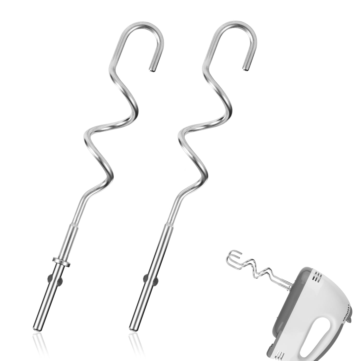 Photo 1 of 2pcs KHM512 Hand Mixer Dough Hooks Replacement, Stainless Steel Kitchen Dough Mixing Bread Hooks, Hand Mixer Aid Attachments Compatible with KHM 5KSM KSM KSMO KSMH Series
