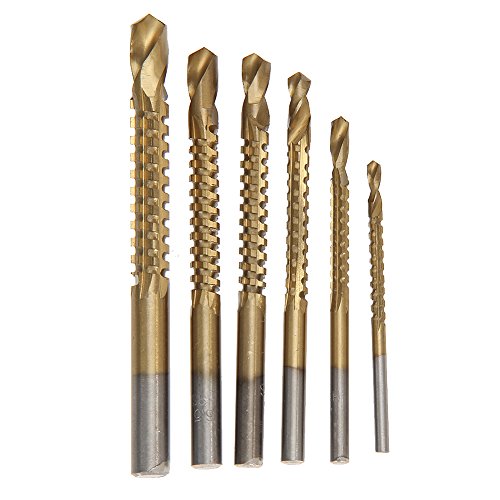 Generic 6Pcs Titanium Coated HSS Drill & Saw Carpenter Woodworking Plastic Metal Hole Grooving Hand Tool Set 3mm 4mm 5mm 6mm 6.5mm 8mm