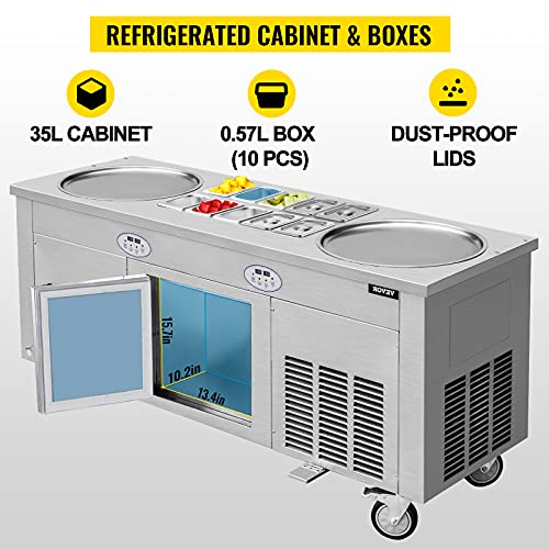 VEVOR Commercial Ice Roll Maker, 2800W StirFried Ice Cream Roll