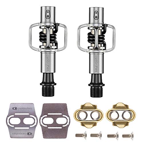 CRANKBROTHERs Crank Brothers Eggbeater 1 Hangtag Bike Pedals with Premium Cleats and Bicycle Shoe Shields Set (Black)
