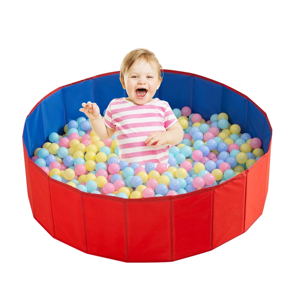 Mineup Ball Pit, 80CM Foldable Baby Ball Pit, Kids Play Ball Pool, Portable Ocean Ball Pit, Playhouse Playpen Ocean Ball Pool for Baby Toddler Boys Girls Indoor Outdoor Nursery Baby Playpen (Red)