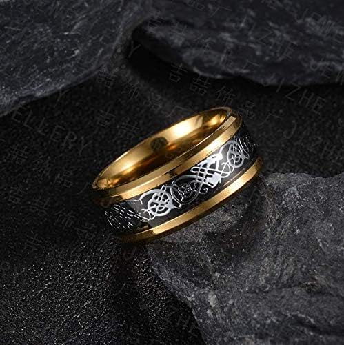 New Celtic Dragon Titanium Stainless Steel Men's Wedding Band Rings(Size 8)