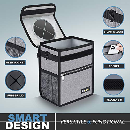 K KNODEL Car Trash Can with Lid, LeakProof Car Garbage Can with