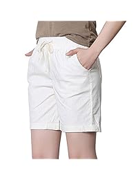 Bermudas de cintura elástica suelta con cordón para dama