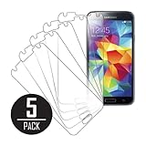 Samsung Galaxy S5 Screen Protector Cover, MPERO Collection 5 Pack of Ultra Clear Screen Protectors for Samsung Galaxy S5 / GS5
