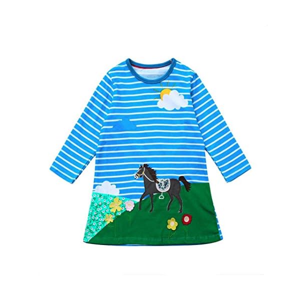 Kollmert Kids Autumn Clothes Toddler Baby Girl Horse Embroidery Princess Party Dress - Image 4