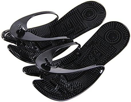 Sacing Non-slip Massage Flip Flops, Eco-Friendly Slippers, Anti-skid Flat Beach Sandals Multi-faction Shoes(Black)