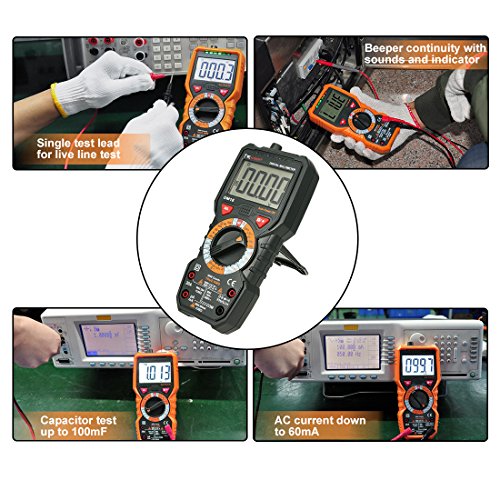 DMiotech Digital Multimeter DC AC Voltage Current Ohm Meter Resistance Capacitance Transistor Frequency Measurement Multi Tester LCD Backlight - Thumbnail 5