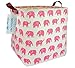 LANGYASHAN Square Storage Baskets Waterproof Canvas Children Laundry Nursery Hamper for Shelves Gift Baskets Toy Organizer Room Decor(Pink elephant)