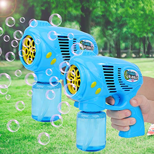 FiGoal 2 Pack Bubble Guns with 2 Bubble Solution Refills (5 oz Each