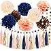Navy Rose Gold Birthday Decorations for Women/Gender Reveal Party Decorations/Navy Peach Bridal Shower Decorations Champagne Gold Wedding/Navy Rose Gold Confetti Balloons Bachelorette Party Decor