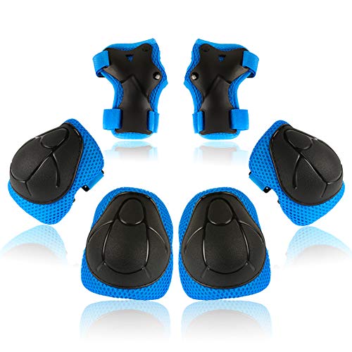 Knee Pads for Kids Toddler Knee Pads and Elbow Pads Set with Wrist Guards 3 in 1,Children Protective Gear Set for Skating Riding Cycling Biking Rollerblading Scooter(3-8 Years),Blue