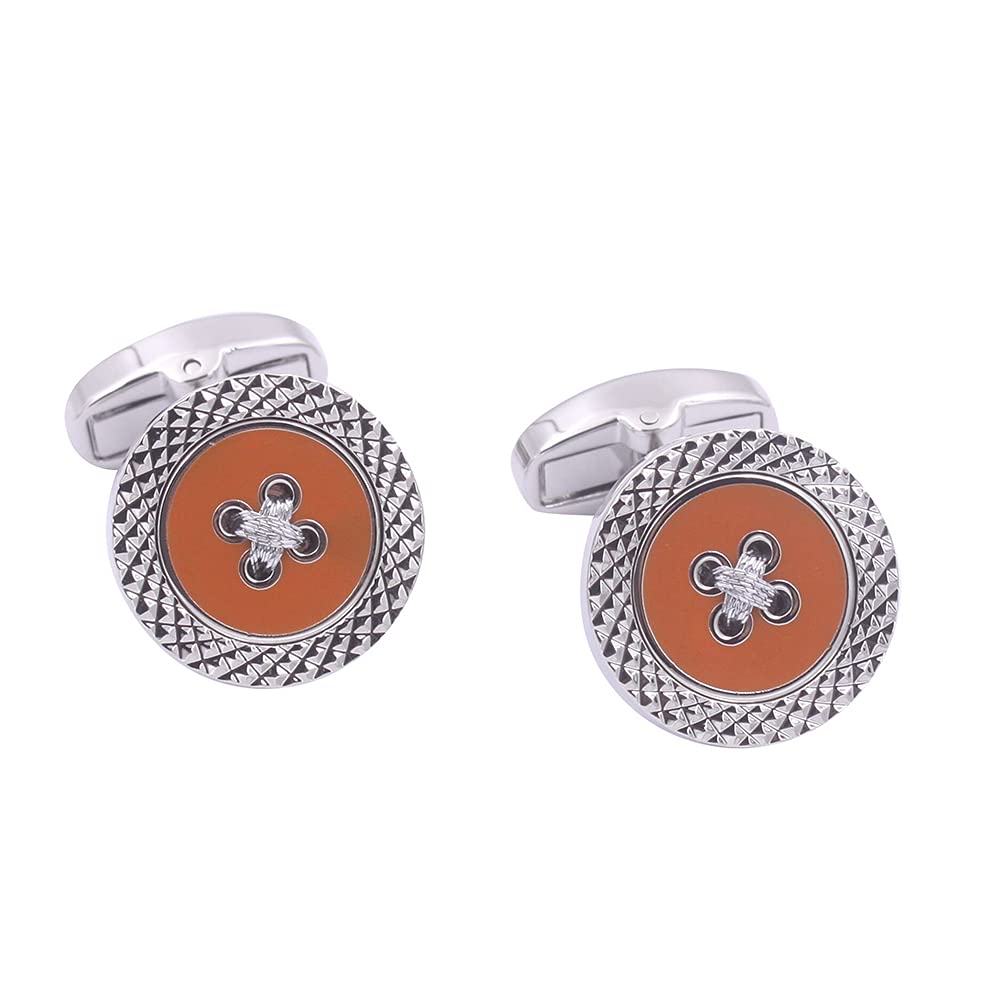 Orange Button Cufflinks | Husband Gift for Him Cuff Links for Men | Anniversary Present for Dad