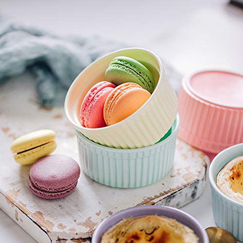 Mary Paxton Ceramic Covered Baking Bowl,3.5"Porcelain Ramekins Souffle Cake Bowl With Lid Dishes Pudding Cup For Baking Appliances Creme Brulee Custard Cups Desserts Sauce Dishes Dipping Bowls(Green) - Thumbnail 5