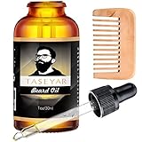 30ml Beard Oil with Comb, TASEYAR Natural Moustache Growing Oil Beard Shaping Tools Fragrance Free Leave in Conditioner with Jojoba Oil for Beard Hair Growth