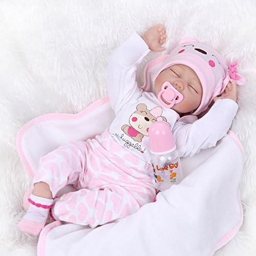 ELANE Realistic Sleeping Reborn Baby Doll Girl Lifelike Silicone Pink 22 Inches