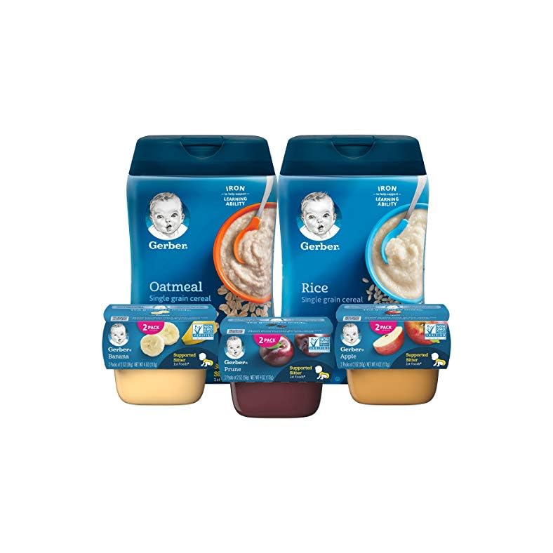 Gerber Purees 1st Foods & Single Grain Cereal Assorted Variety Pack, See Packaging Details, 11 Count