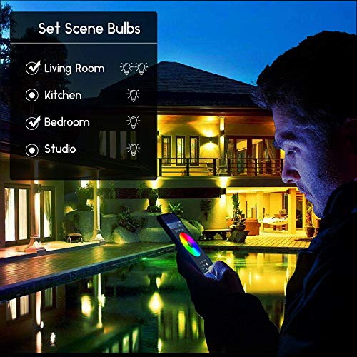 Smart WiFi LED Light Bulb A19 800Lm, Color Changing, Dimmable, No Hub Required, iOS/Android Smartphone APP Remote Control Home Night lamp, Work with Alexa & Google Assistant (2 Pack)