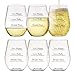 Avery Barn Tritan Wine Glasses Stemless With Saying | 6pc Set 12oz Unbreakable Shatterproof Acrylic Glassware Tumblers | BPA-Free Plastic | For Red White Wines | Boat & Pool Parties | Dish Washer Safe