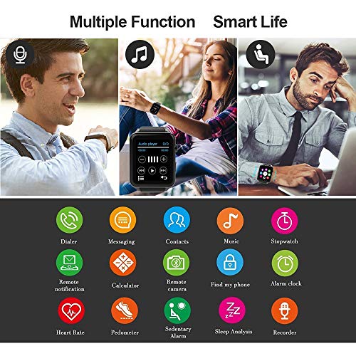 Evershop Smart Watch with HD Camera and TF SIM Card Slot for Men Women, Fitness Tracker Watch with Heart Rate Monitor Sleep Monitor Pedometer for Android iOS (Silver) - Thumbnail 6