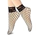 JORMATT 8 Pairs Women Lace Fishnet Socks Nylon Sheer Ankle Dress Socks Low Cut Black Sheer Thin Novelty Cuff Socks For Flats Heels Bootie Shoes, Size 8-12