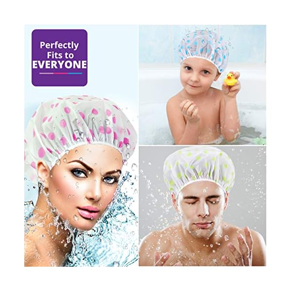 Woospa-Shower-Caps-for-WomenMen-3-Pack-Waterproof-Reusable-Bath-Cap-30cm-Width-with-Elastic-Band Woospa Shower Caps for Women/Men 3 Pack Waterproof & Reusable Bath Cap 30cm Width with Elastic Band (Pack of 3)