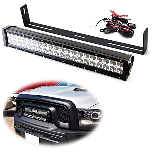 iJDMTOY Front Grille 20Inch LED Light Bar Kit Compatible With 20152018 Dodge RAM 1500 Rebel