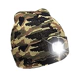 Ultra Bright LED Unisex Lighted Beanie Cap/Winter Warm hat （USB charging） (Camouflage)