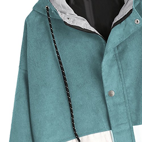 WEUIE Women Outwear Hot Sale! Women Long Sleeve Corduroy Patchwork Oversize Jacket Windbreaker Coat Overcoat (S,Blue )