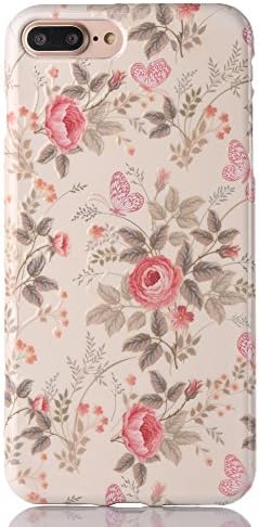 iPhone 8 Plus Case for Girls,iPhone 7 Plus Case for Girls,Xaviness Vintage Pattern Case [Floral Cover][High Impact][noctilucent] Soft TPU Bumper Cushion for iPhone 8 Plus/ iPhone 7 Plus (Flower 04)