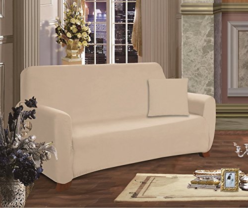 Elegance Linen Collection Luxury Soft Furniture Jersey STRETCH SLIPCOVER, Loveseat Linen