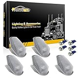 Partsam 5X Cab Roof Running Marker Lights Clear Lens + 5X Ice Blue 5050 T10 194 LED Bulbs Compatible with Ford F-150 F-250 F-350 1973-1997 F Series Pickup Super Duty Trucks.