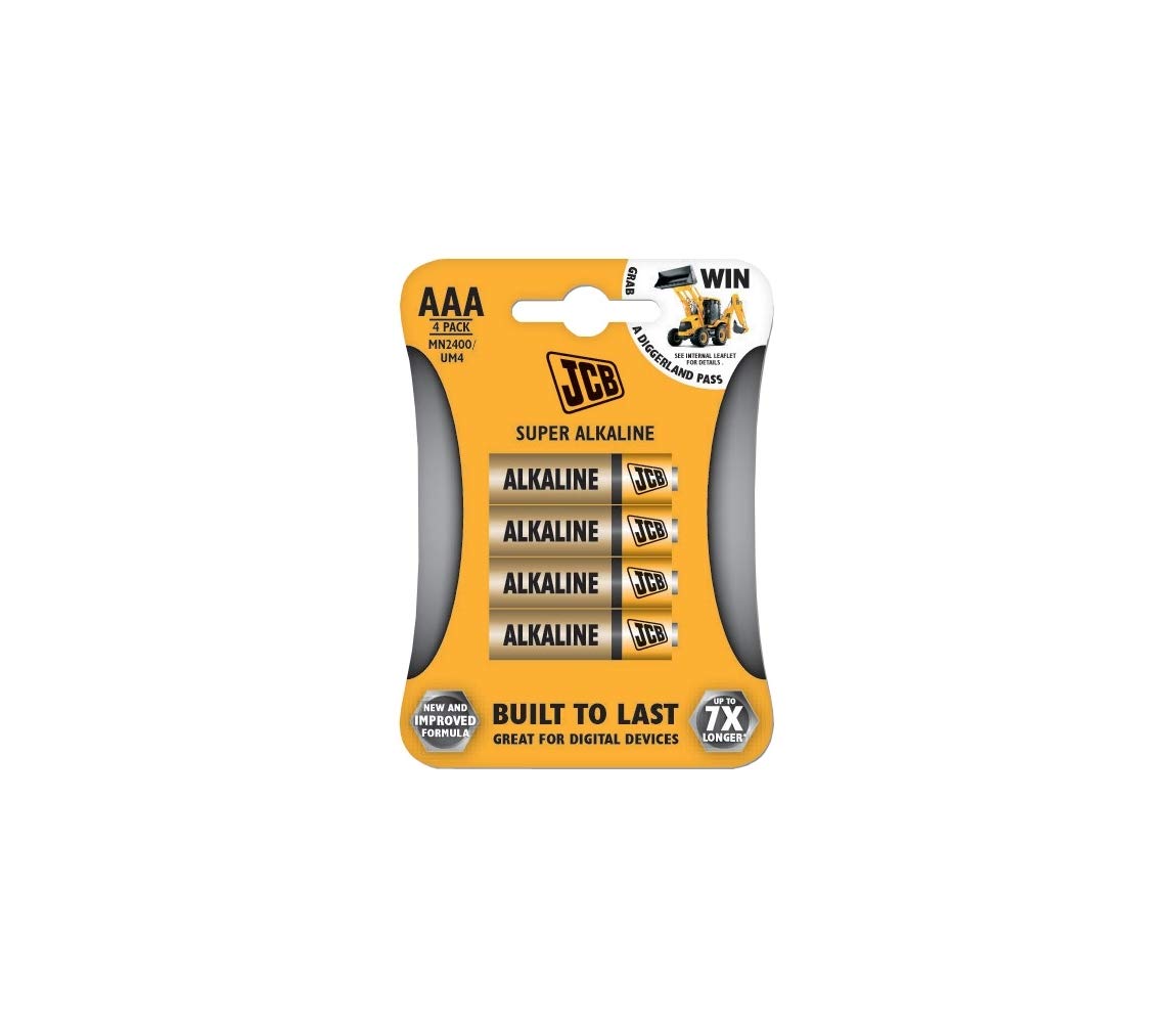 S5337 JCB AAA Super Alkaline Batteries - Pack of 4