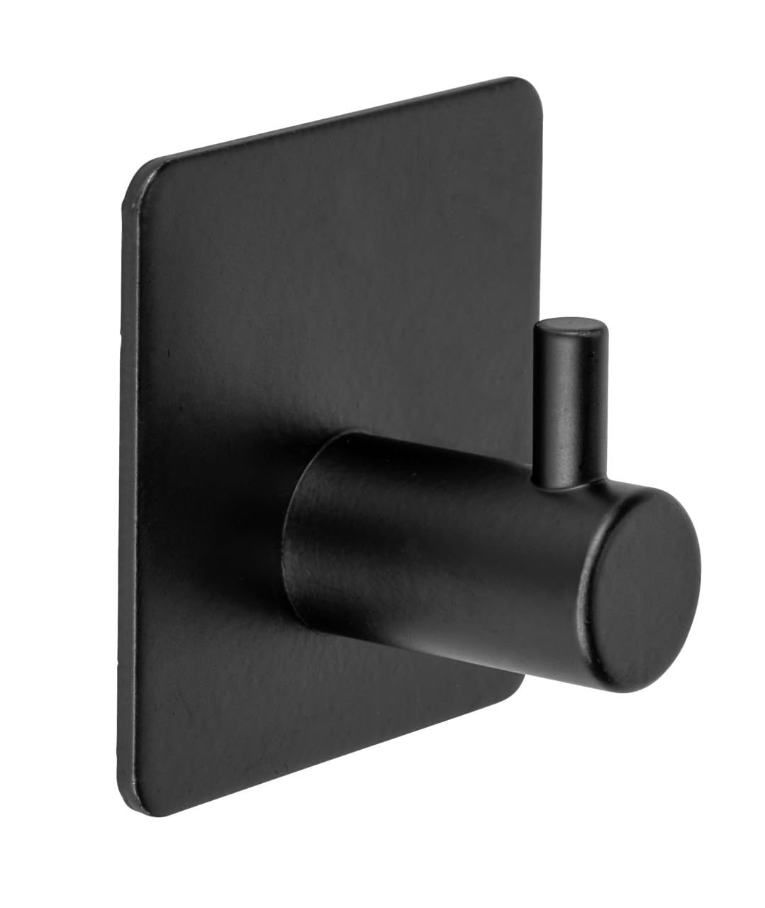 WENKO Ureo wall hooks, black, set of 2, hooks made of lacquered, stainless steel, towel hooks for bathrooms, guest WCs & the entire household, mounting without drilling, 4.5 x 4.5 x 3 cm