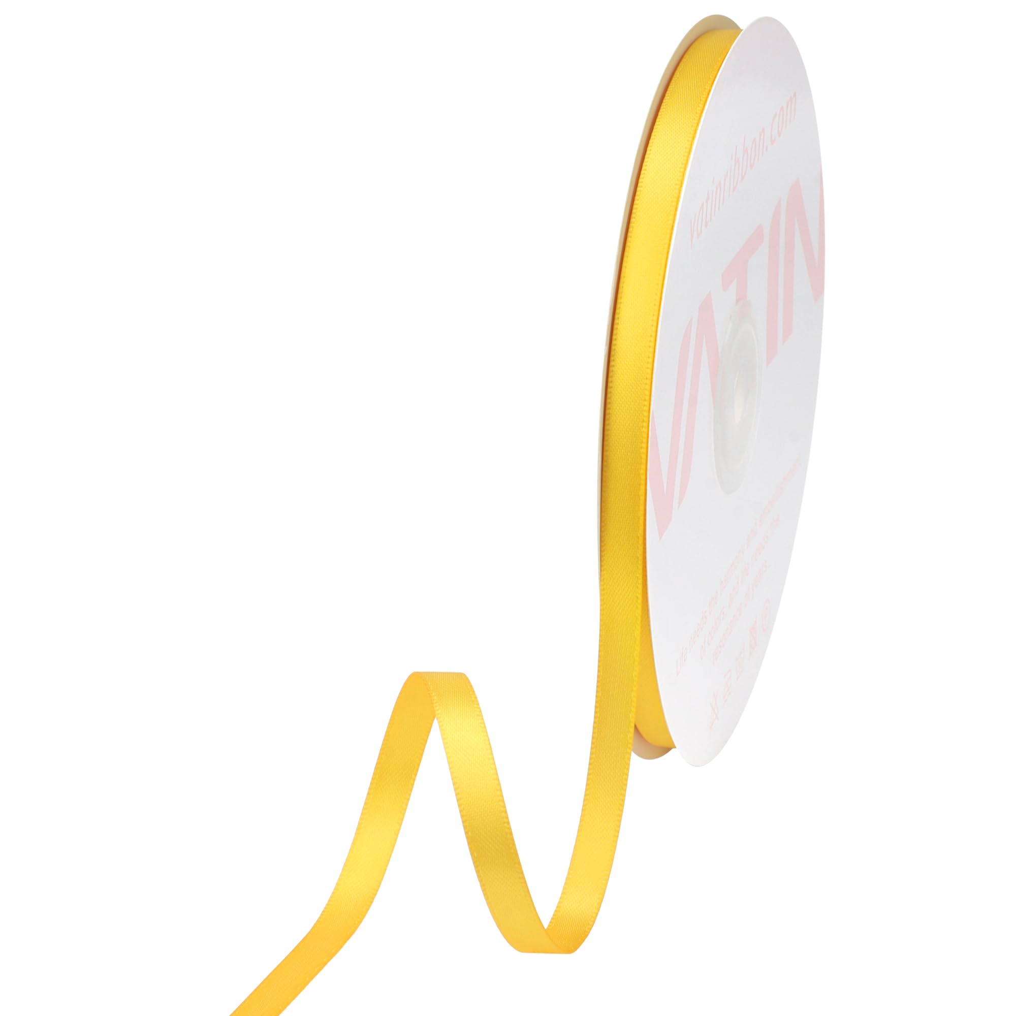 VATIN 6mm Double Faced Maize Yellow Polyester Satin Ribbon - 45 Metre for Gift Wrapping Ornaments Party Favor Braids Baby Shower Decoration Floral Arrangement Craft Supplies
