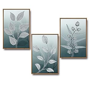 3 Piece Framed Canvas Wall Art for Living Room, Bedroom Leaf Theme Canvas Prints for Home Decoration Ready to Hang - 16"x24"x3 Panels