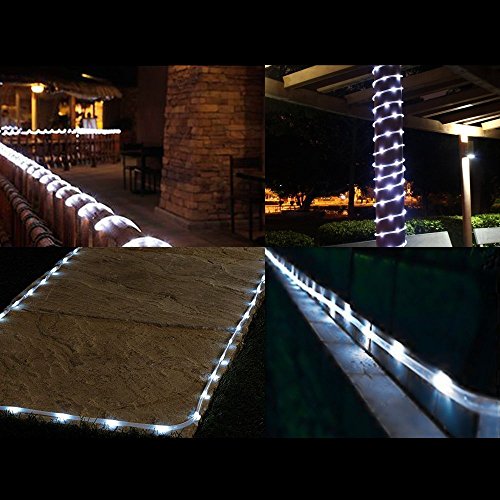 image for Solar Rope String Lights White,AMZSTAR 100 LEDs Waterproof Copper Wire