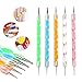 Nail Art Decoration Manicure Pedicure Tool Set 14Pcs Nail Stickers, 5Pack Nail Fake Diamond Rehinstones, 5 Nail File Sticks, 5 Nail Dotting Pen, Nail Stamping Sponge