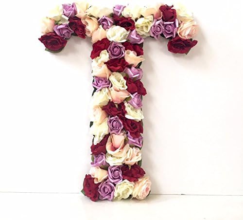 Large Floral Initials, Artificial Silk Flowers on Wood Base, 13.5", 18", 23", Hanging