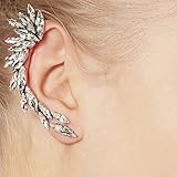 Crystal Crescent Shape Rhinestone Right Ear Cuff Clip Silver Earring Stud 1pc