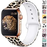Haveda Band Compatible with Apple Watch 38/40mm Soft Pattern Printed Silicone Sport Replacement Wristbands for Women Men Kids with Apple Watch Series 4 3 2 1, S/M, Leopard