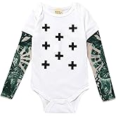 AYIYO Baby Boys Long Sleeves Mesh Tattoo Sleeves Bodysuit Outfit