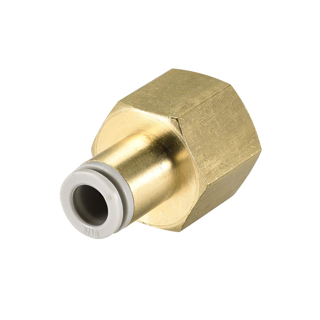 sourcing map Push to Connect Tube Fittings 8mm Tube OD x 1/2 PT Female Straight Pneumatic Connector Pipe Fitting Golden Tone
