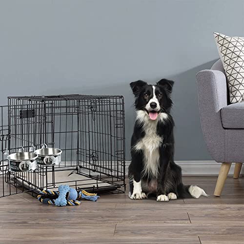 MLCINI Hanging Pet Bowl, Dog Crate Bowl Dog Kennel Bowl 3 Size 2 Pack Non Spill Stainless Steel