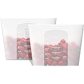 Winrock Reusable Silicone Food Storage Bag, for Microwave, Oven, Fridge, Freezer & Sous Vide Zip Sealed Containers (2 Large size 53oz 1500ml)…