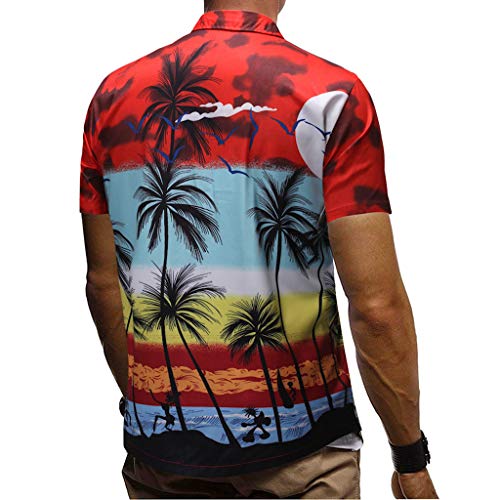 lotteQW Fashion Men's Casual Button Hawaii Print Beach Short Sleeve Quick Dry Suit 2019 New Suit - Thumbnail 5