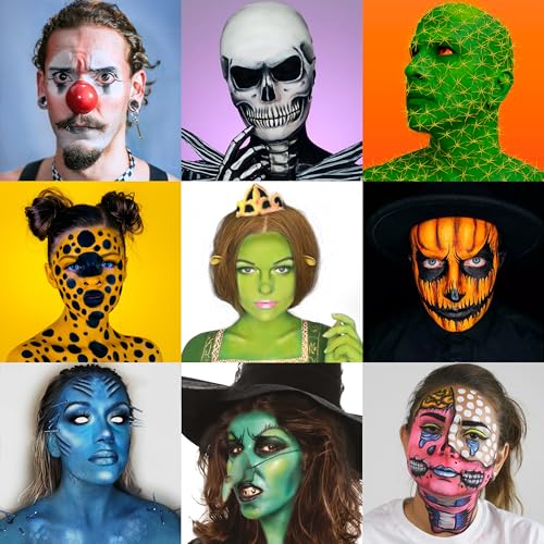 CCbeauty Professional 36 Colors Face Body Paint Kit, Largest Oil Based Hypoallergenic Neon Face Painting Palette Set with 10 Brushes for Halloween SFX Special Effects Cosplay Costume Makeup