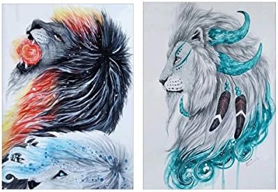 DIY 5D Diamond Painting Kit Round Diamond Embroidery Rhinestone Cross Stitch Full Drill Diamond Painting Arts Craft Supply for Home Decoration Blackboard Newspaper Pattern (2 Pack Set)