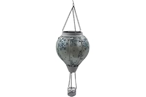 OUISJYER Hot Air Balloon Solar Lantern with Flickering Flame Hanging Solar Lanterns Outdoor Lights Waterproof Lanterns Decorative Garden Patio Yard Party Decor Snowflake-Gray